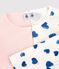 Lot de 2 pyjamas cœurs bleus et pois petite fille en coton variante 1
