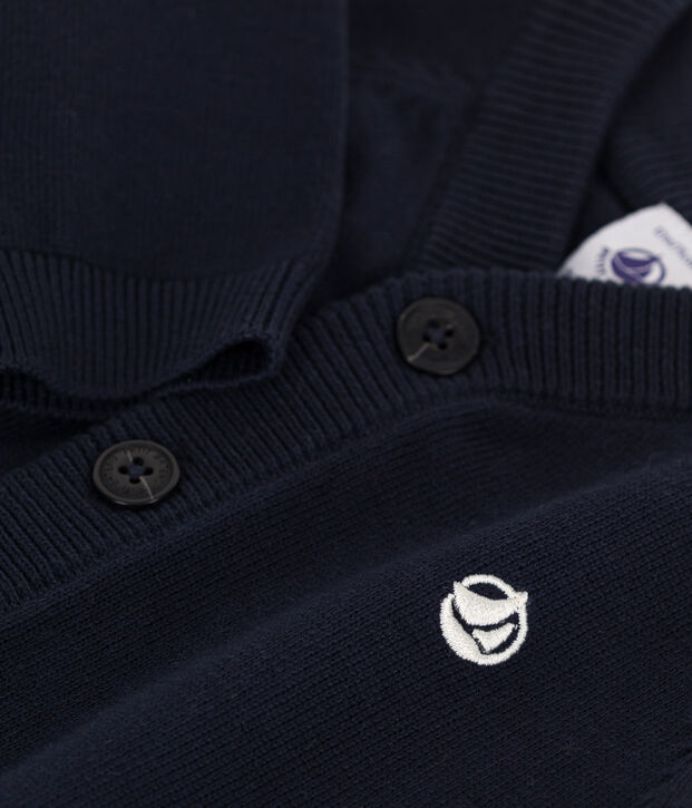 Cardigan b&eacute;b&eacute; en coton uni bleu marine