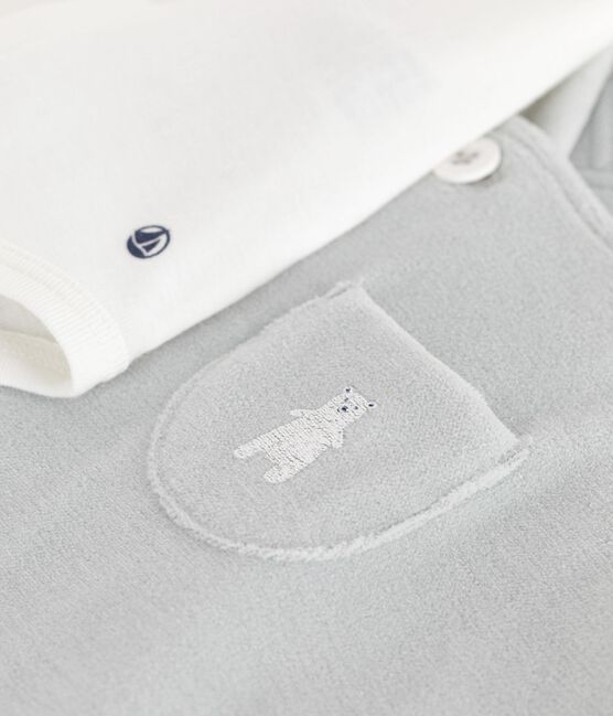 Ensemble salopette bébé en coton uni et détails raffinés CO2/ MARSHMALLOW