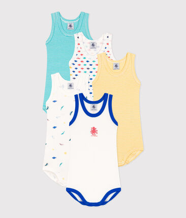 PETIT BATEAU - Lot de 5 bodies débardeurs animaux marins en coton