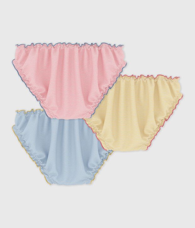 Lot de culottes fronc&eacute;es enfant en coton &agrave; rayures multicouleur