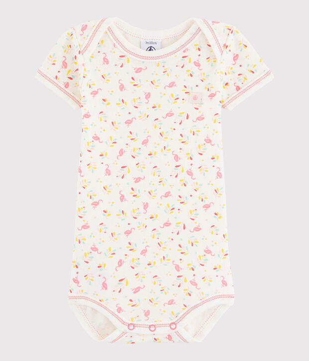 Body manches courtes b&eacute;b&eacute; fille blanc/rose/multicouleur