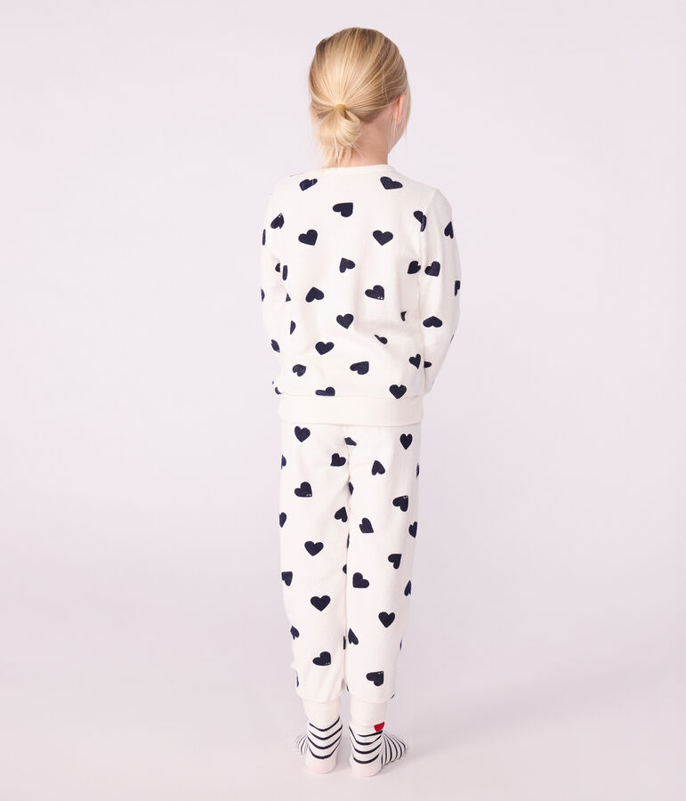 Pyjama enfant en coton &eacute;ponge imprim&eacute; c&oelig;urs bleu MILK/ SOIR