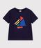 Tee-shirt enfant manches courtes imprim&eacute; bleu marine