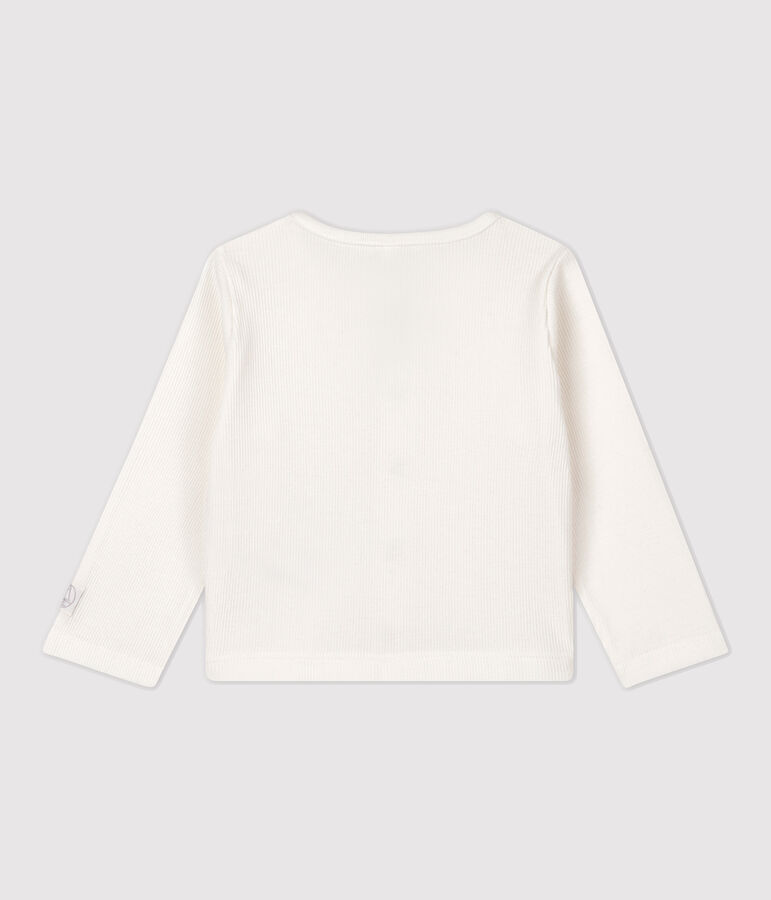 Cardigan b&eacute;b&eacute; en c&ocirc;te 2x2 en coton biologique blanc MARSHMALLOW