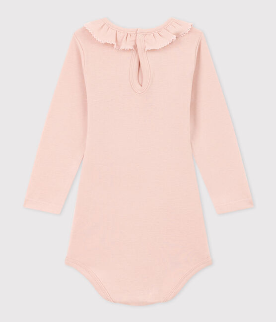 Body manches longues à collerette en coton bébé rose SALINE