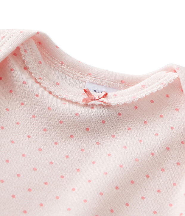Combinaison longue b&eacute;b&eacute; fille en laine et coton rose/rose