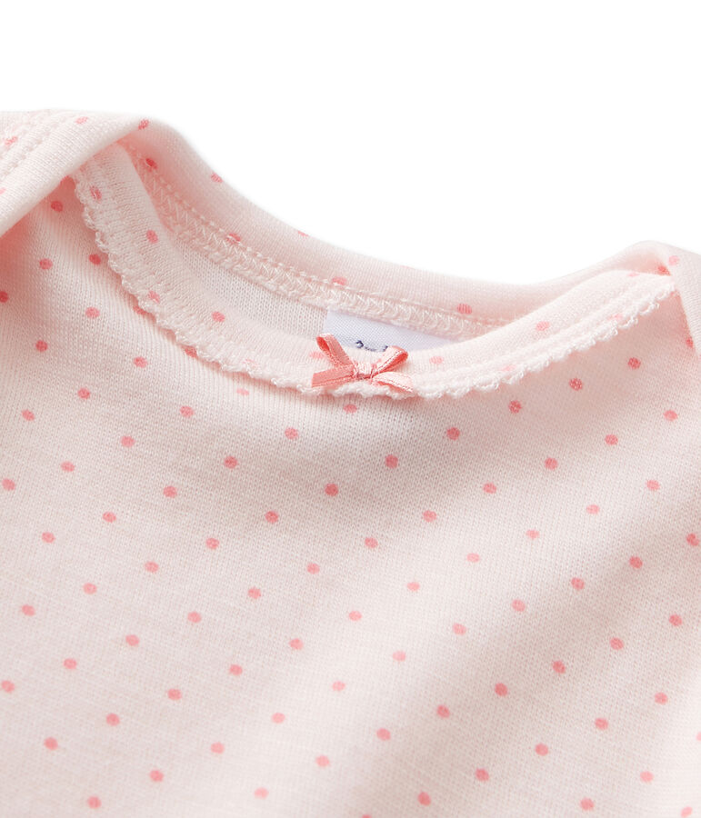 Combinaison longue b&eacute;b&eacute; fille en laine et coton rose VIENNE/rose GRETEL