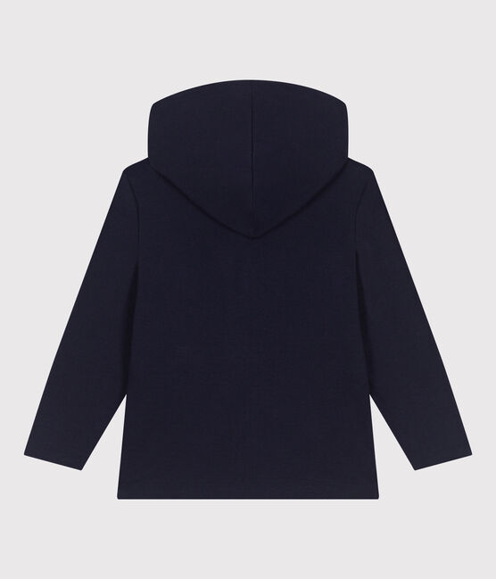 Sweatshirt zippé à capuche enfant en coton uni bleu SMOKING