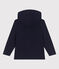 Sweatshirt zippé à capuche enfant en coton uni bleu SMOKING