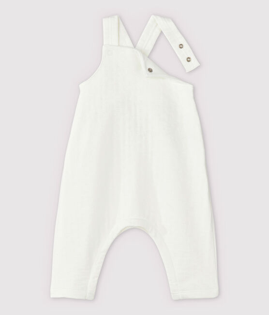 Salopette blanche bébé en tubique en coton biologique blanc MARSHMALLOW