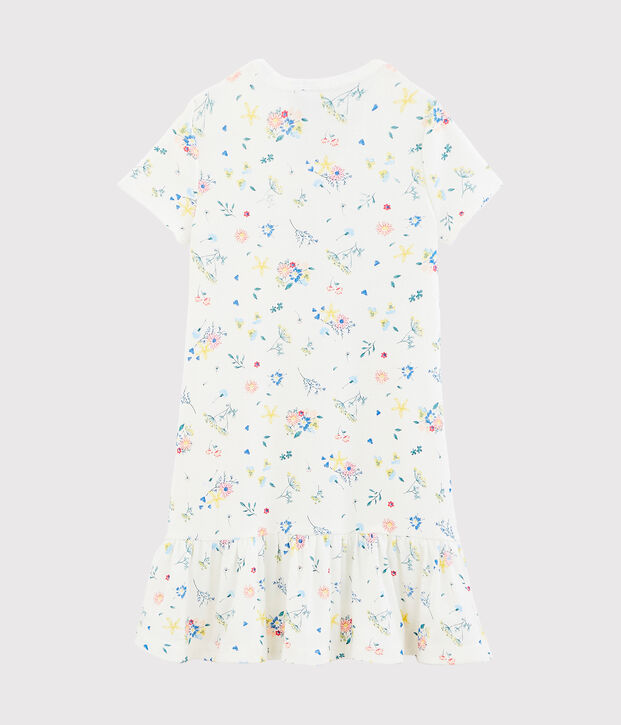 Chemise de nuit petite fille avec diad&egrave;me blanc/multicouleur