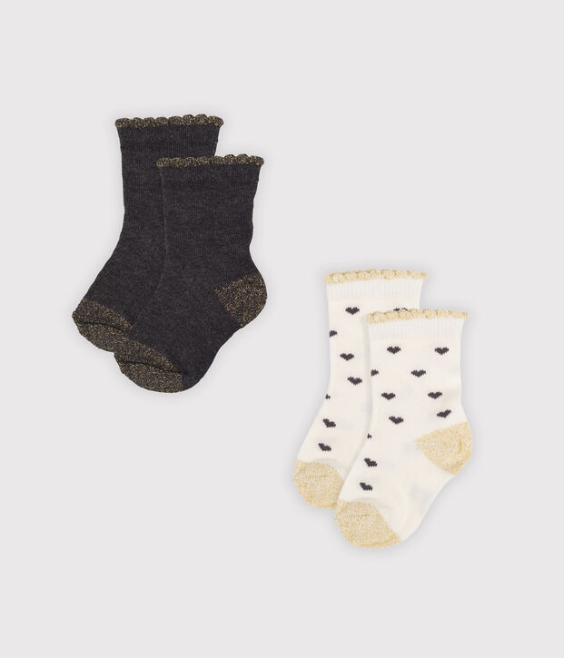 Lot de 2 paires de chaussettes b&eacute;b&eacute; fille multicouleur