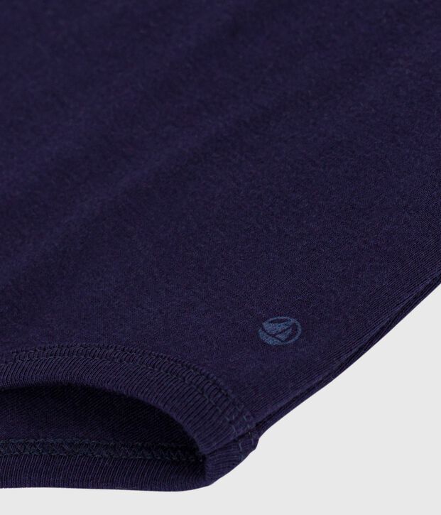 Body b&eacute;b&eacute; col roul&eacute; en coton uni bleu marine