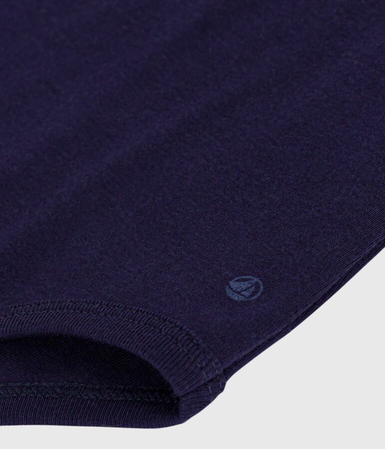 Body b&eacute;b&eacute; col roul&eacute; en coton uni bleu SOIR