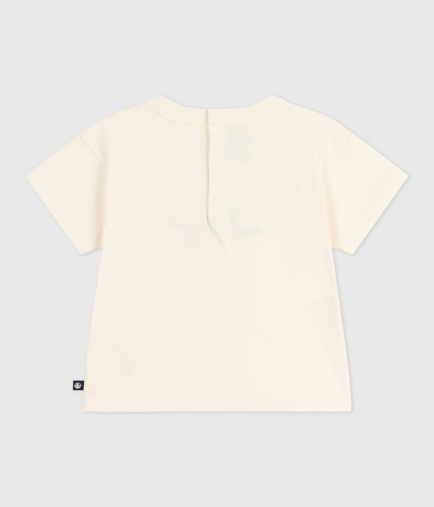 Tee-shirt b&eacute;b&eacute; en coton &agrave; manches longues, motif c&oelig;ur &eacute;cru/multicouleur