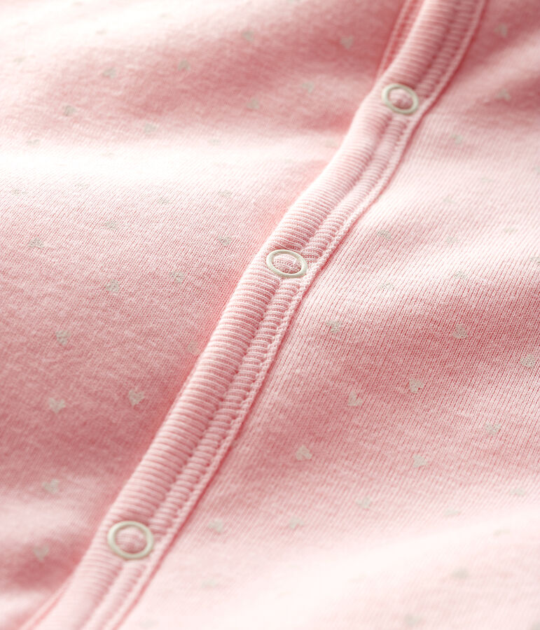 Dors-bien sans pieds b&eacute;b&eacute; fille en c&ocirc;te ouatin&eacute;e rose/blanc