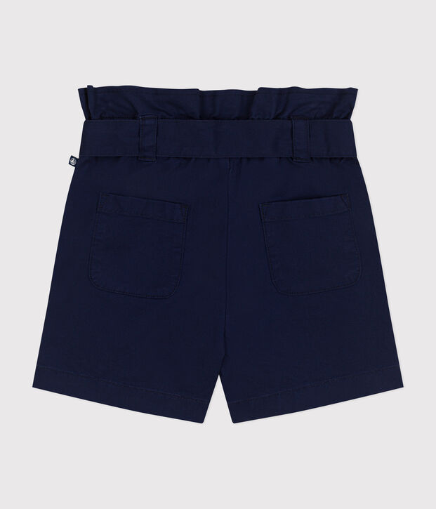 Short en toile de coton enfant fille bleu