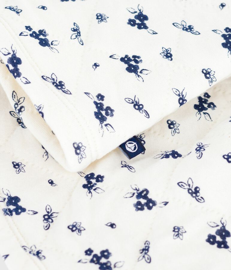 Robe b&eacute;b&eacute; en coton manches longues imprim&eacute;e fleurs bleu MILK/ SOIR