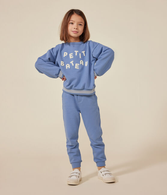Sweatshirt en molleton enfant fille / garçon bleu BEACH