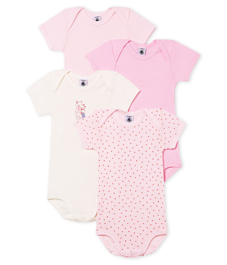 Lot de 4 bodies manches courtes b&eacute;b&eacute; fille multicouleur