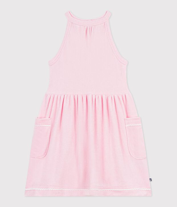 Robe sans manches enfant en coton uni rose clair