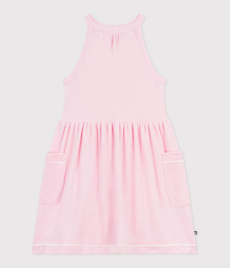 Robe sans manches enfant en coton uni rose