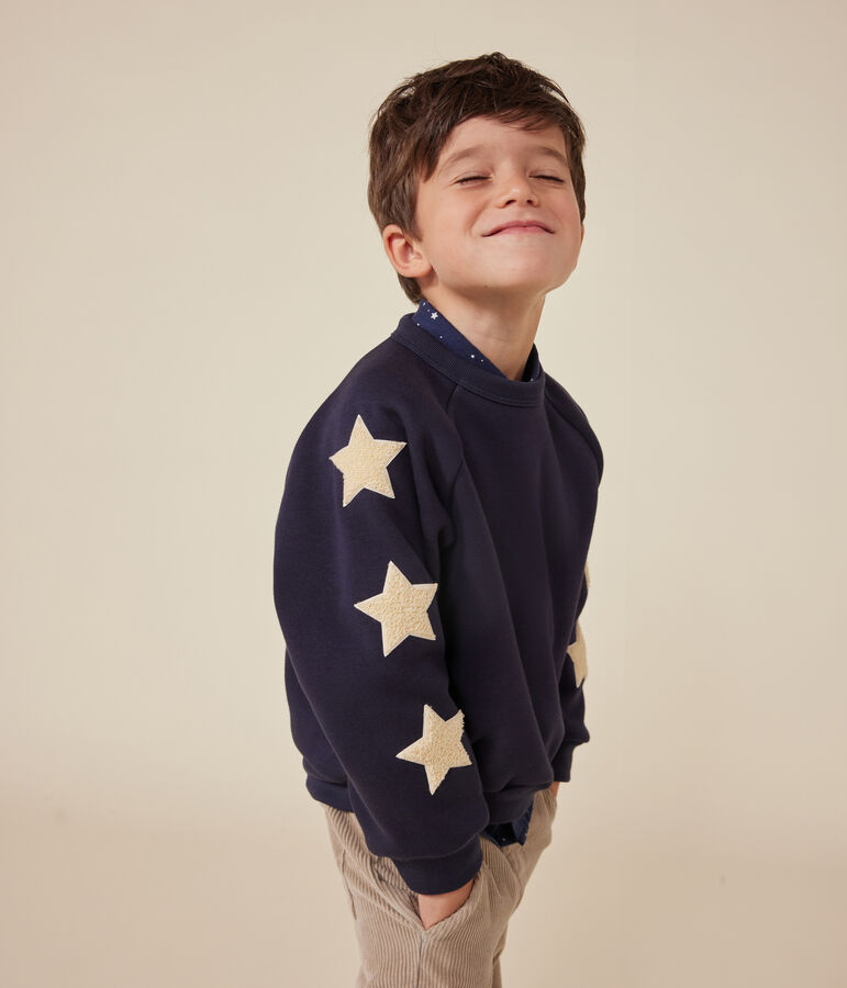 Sweatshirt en molleton chaud enfant gar&ccedil;on bleu SMOKING