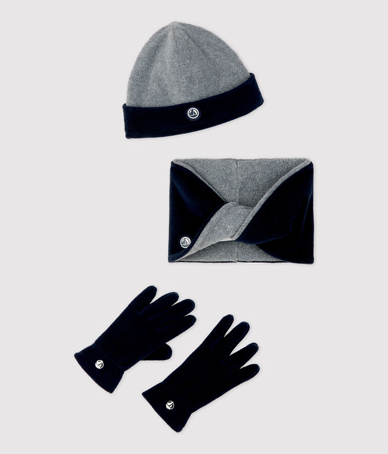 Set polaire enfant fille-gar&ccedil;on gris SUBWAY/bleu SMOKING