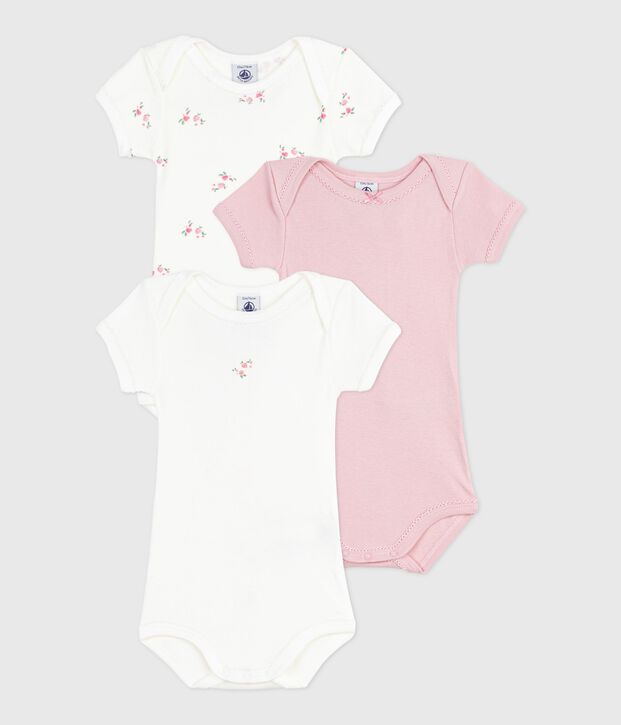 Lot de bodies manches courtes en coton fleuri b&eacute;b&eacute; multicouleur