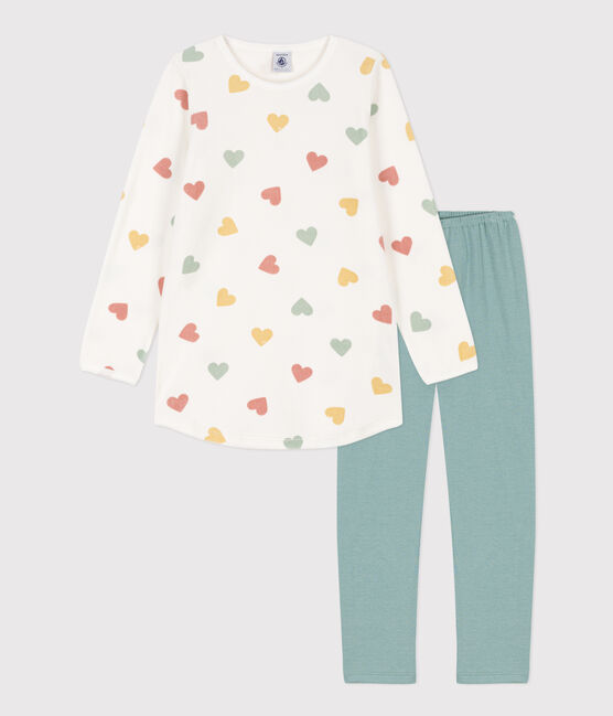 Chemise de nuit cœur petite fille en velours blanc MARSHMALLOW/blanc MULTICO