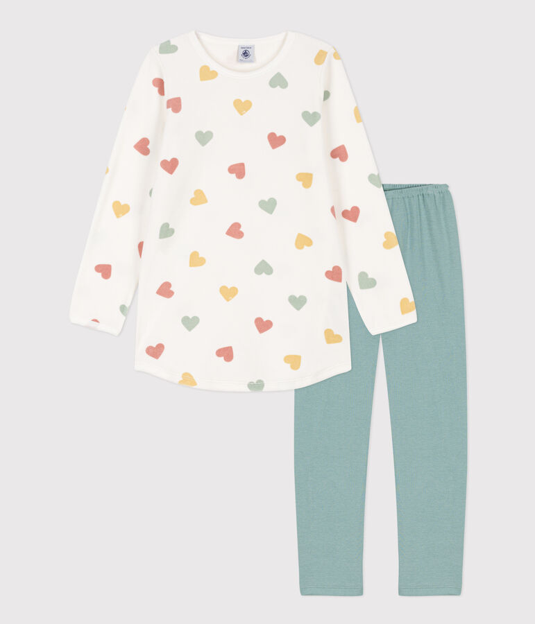 Chemise de nuit c&oelig;ur petite fille en velours blanc/multicouleur