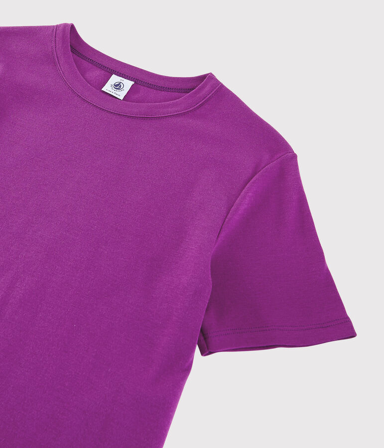 T-shirt col rond iconique en coton Femme violet HIBISCUS