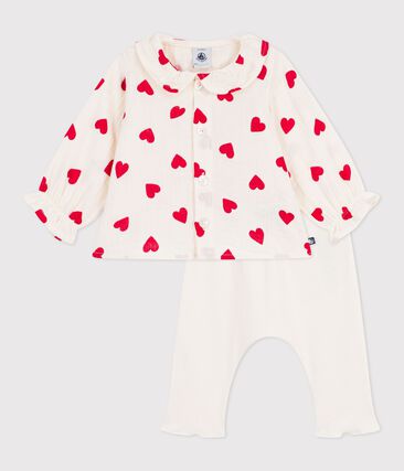 Ensemble 2 pièces long bébé en coton, blouse imprimée et legging