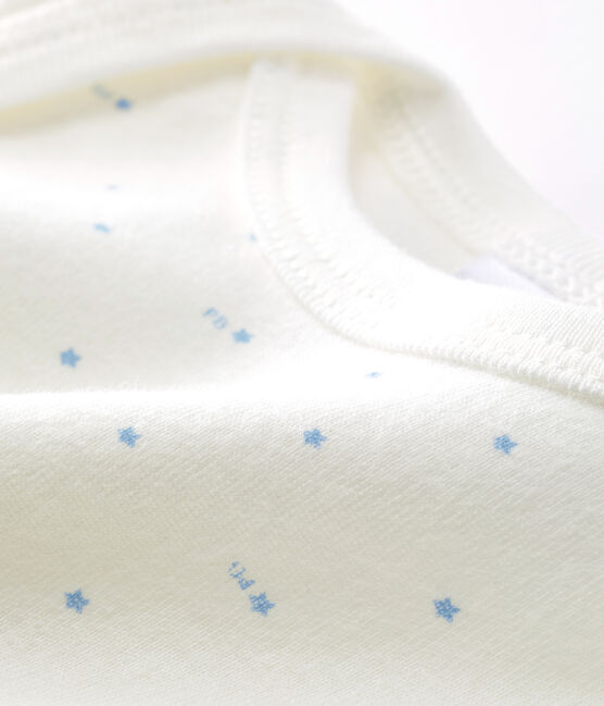 Body manches longues bébé garçon blanc MARSHMALLOW/bleu ACIER