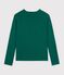 Tee-shirt femme finitions point cocotte en coton manches longues vert fonc&eacute;