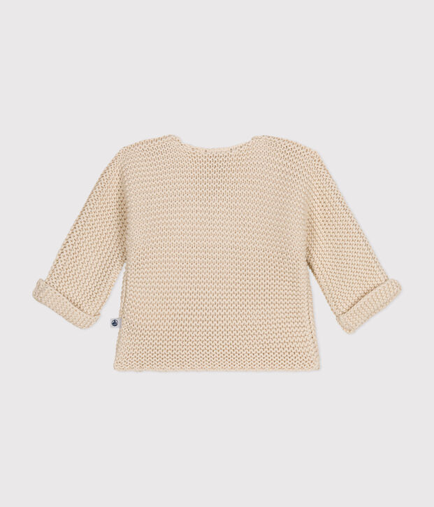Cardigan en tricot point mousse b&eacute;b&eacute; &eacute;cru