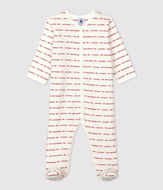 Dors-bien bébé Petit Bateau Je t'aime en coton blanc MARSHMALLOW/rouge TERKUIT