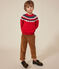 Pull jacquard laine et coton enfant garçon rouge STOP/ MULTICO