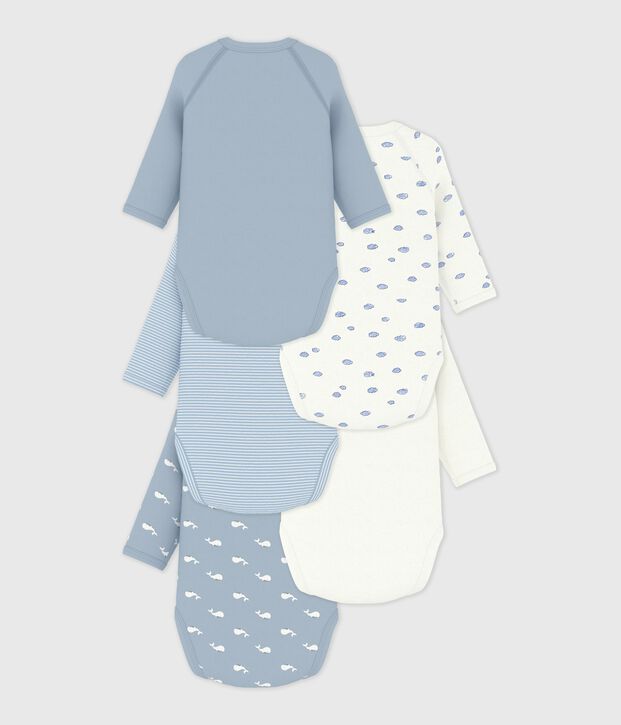 Lot de bodies crois&eacute;s manches longues en coton imprim&eacute; b&eacute;b&eacute; multicouleur