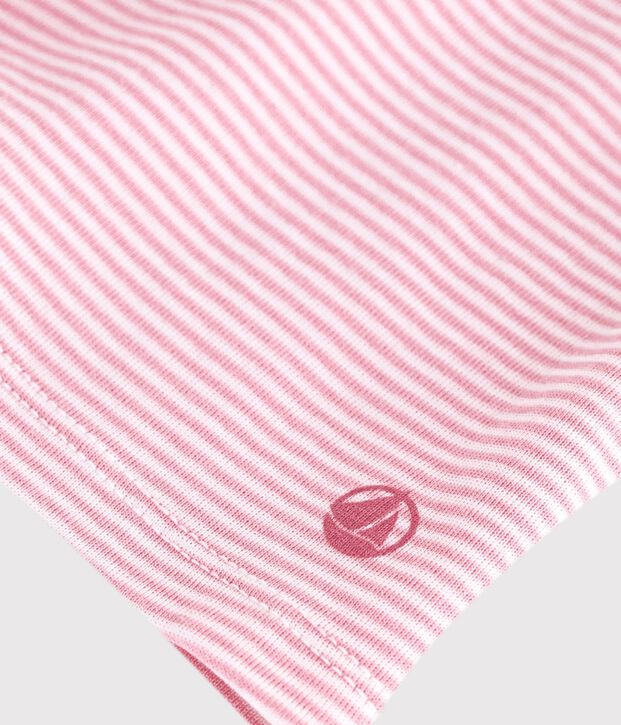 Tee-shirt enfant manches courtes &agrave; rayures rose/blanc