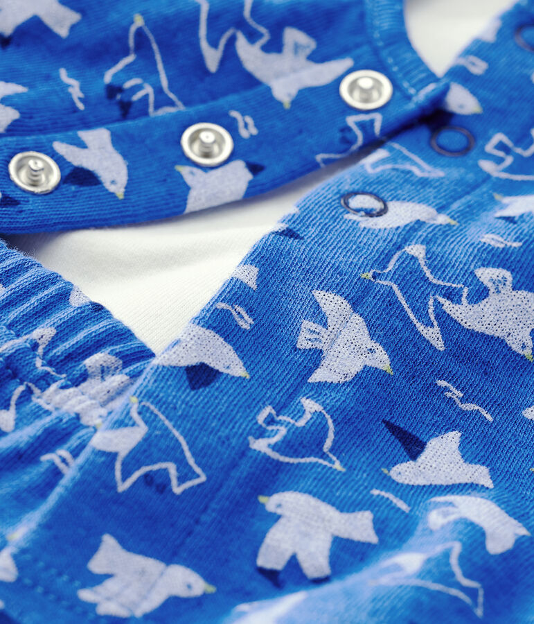 Ensemble 3 pi&egrave;ces bleu b&eacute;b&eacute; en coton biologique bleu COOL/&eacute;cru MULTICO