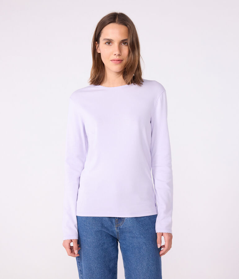 Tee-shirt femme l'iconique cocotte en coton manches longues violet PARME