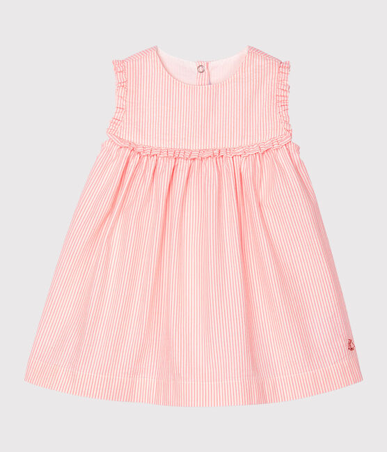Robe sans manches bébé fille rayée blanc MARSHMALLOW/rose ROSAKO
