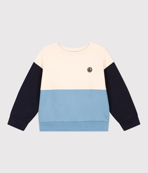 Sweatshirt en molleton enfant gar&ccedil;on &eacute;cru/multicouleur