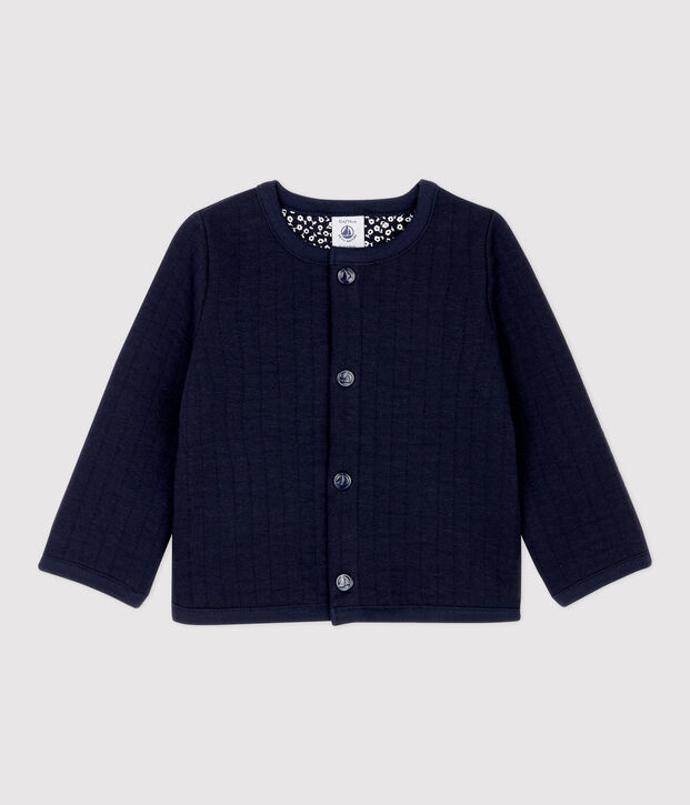 Cardigan en tubique matelass&eacute; b&eacute;b&eacute;. bleu marine