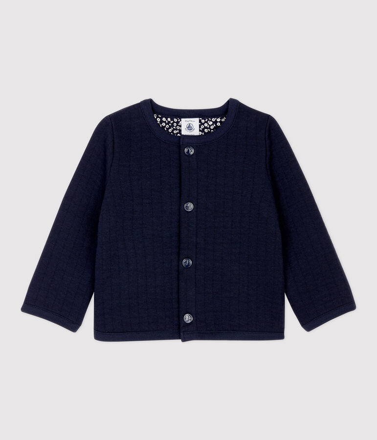 Cardigan en tubique matelass&eacute; b&eacute;b&eacute;. bleu