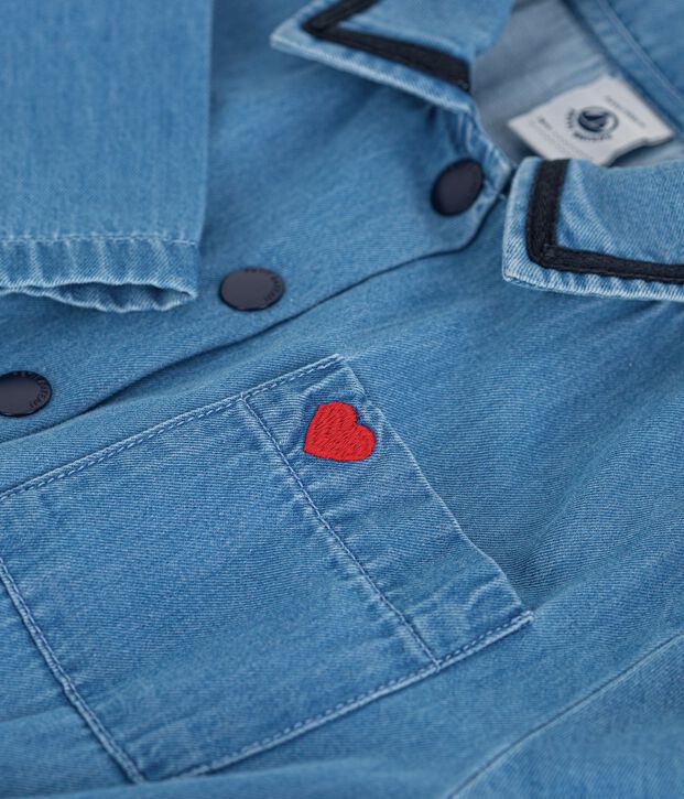 Combinaison longue enfant en coton bleu