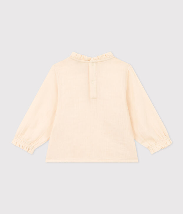 Blouse manches longues en gaze de coton b&eacute;b&eacute; &eacute;cru