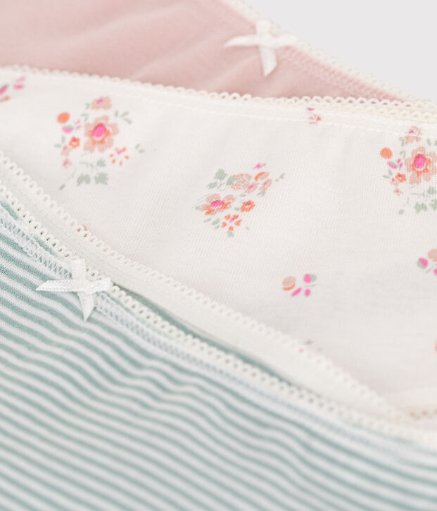 Lot de 3 shorties fleur en coton enfant multicouleur